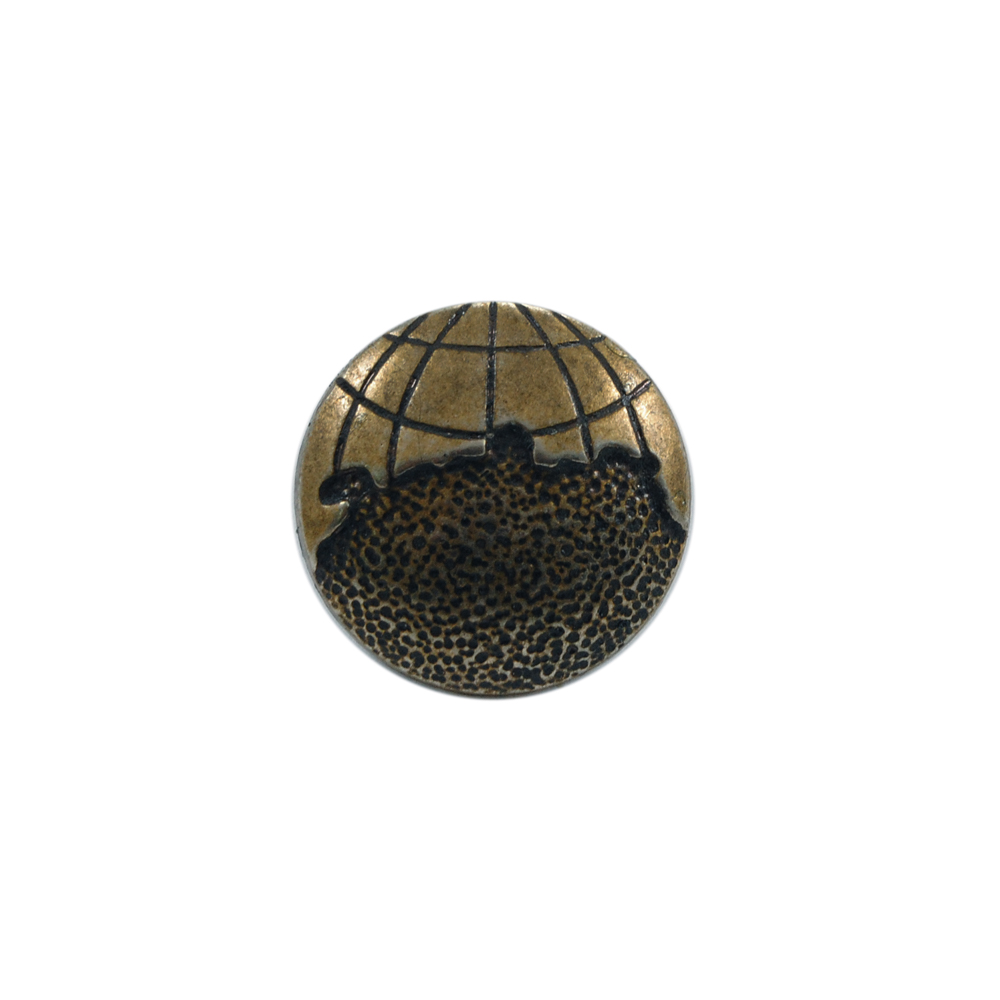 Пуговица TR-1046-40 Глобус ANT 24мм. Пуговица металлизированная
