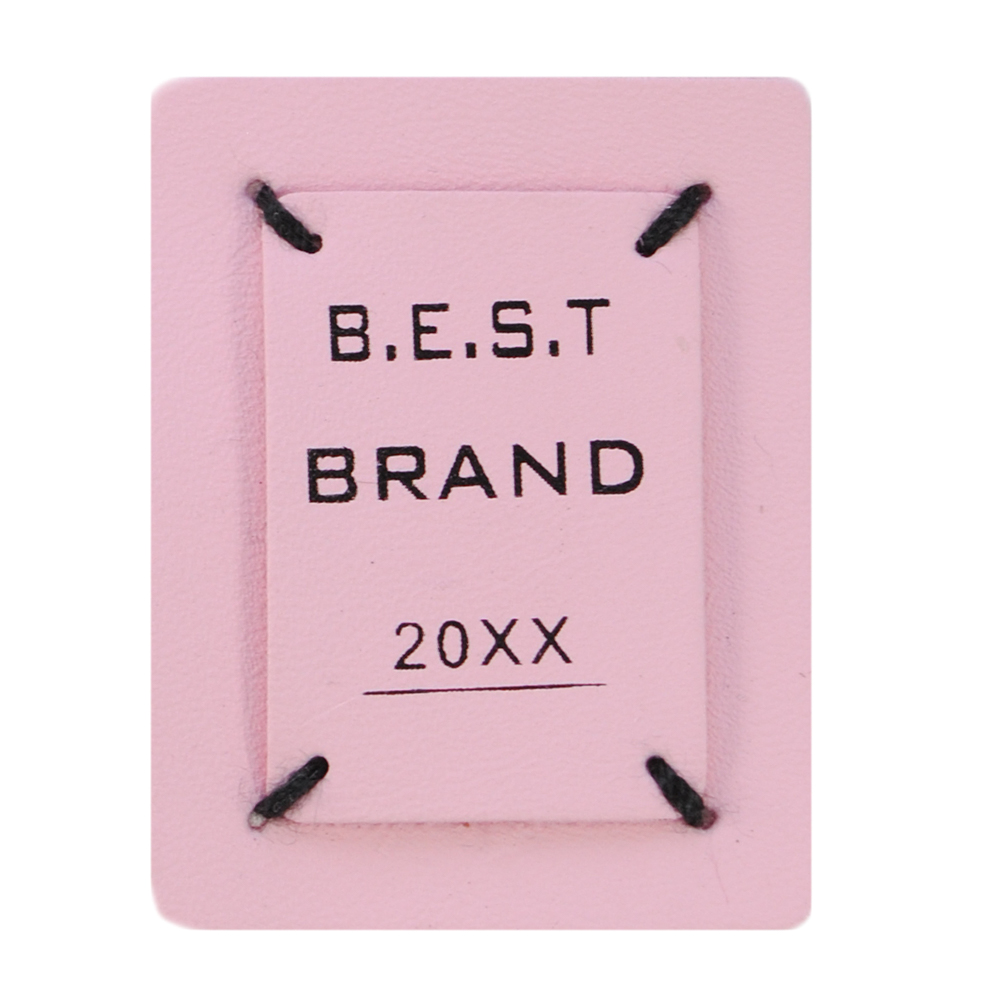 Лейба к/з, BEST BRAND, 3,5*4,5см, розовая, черн., шт. Лейба Кожзам