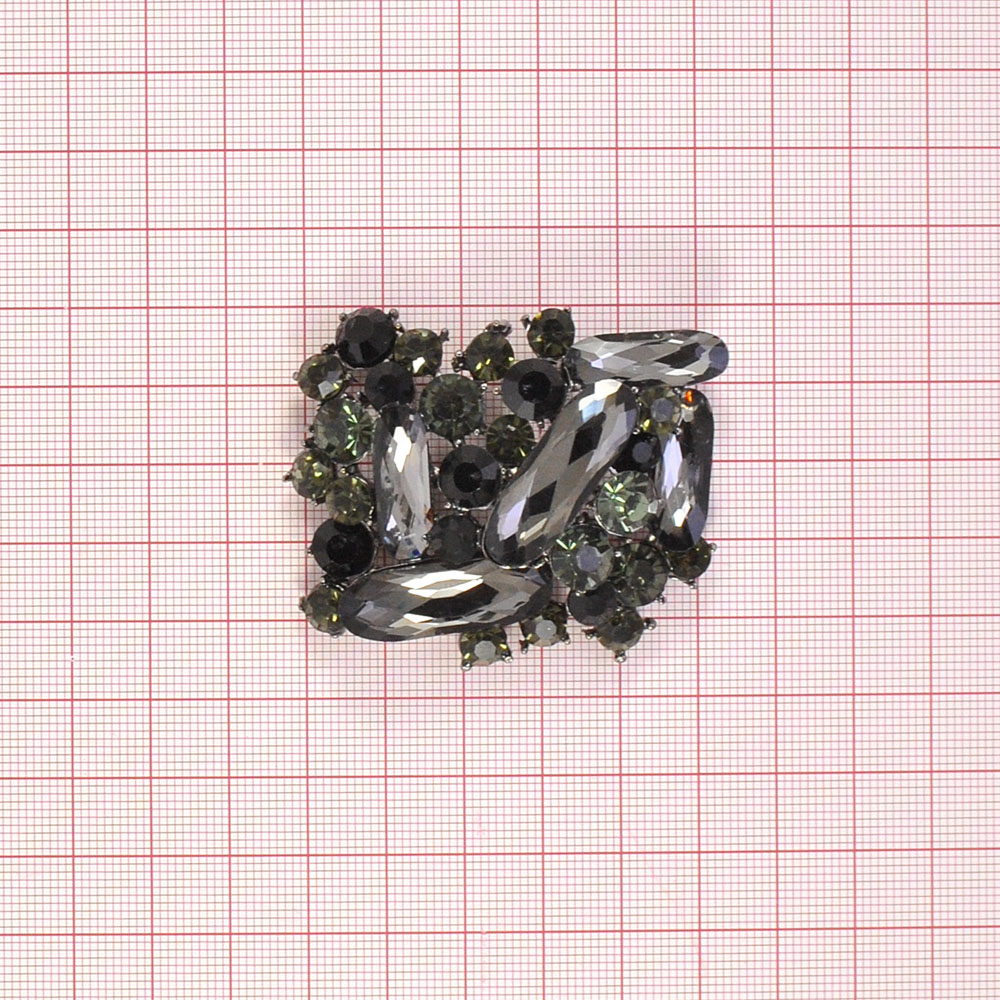 Краб металл Горка Левая 6*4,5см BN, black diamond, черные камни. Крабы Металл Геометрия Декор