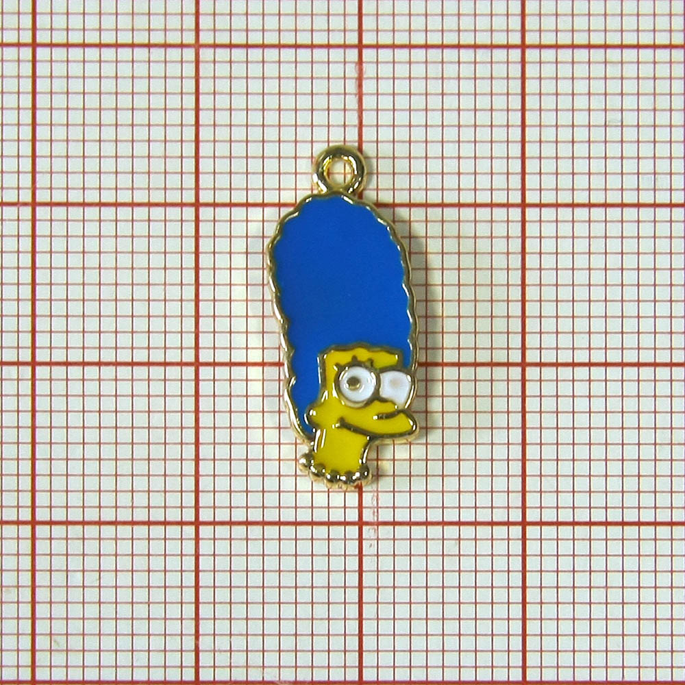 Подвеска металл Мардж 9*22мм, GOLD, белая, синяя, желтая эмаль, шт. Подвески