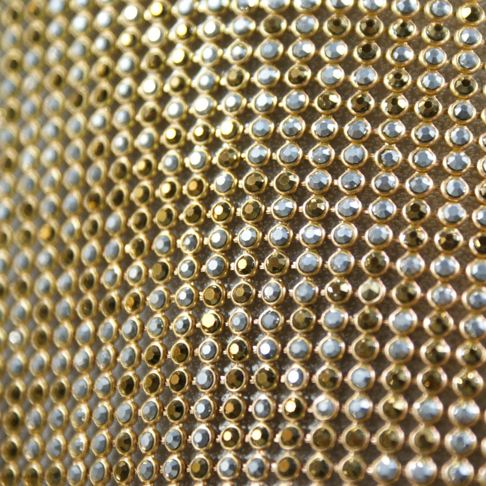 Стразы полотно клеевые №4а Сетка золото, серые камни, темный топаз камни 3мм 45*120, 1лист. Полотна из страз