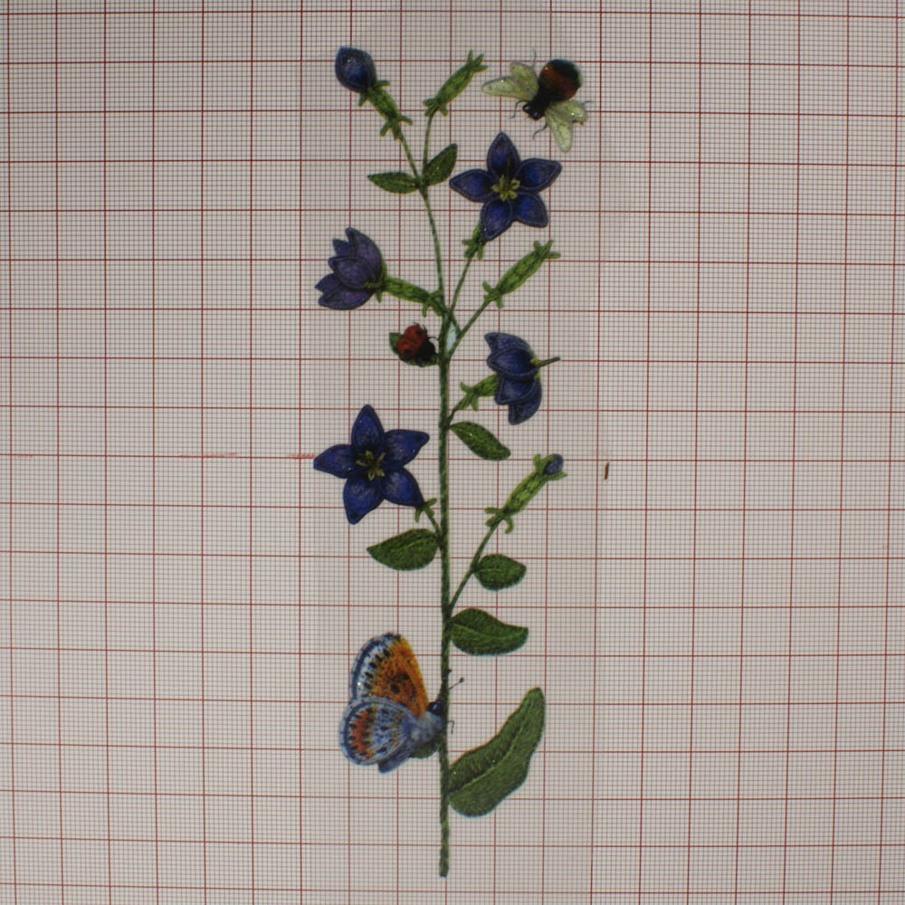 Термоаппликация Цветок Васильки, бабочка и шмель 5,7*11,8см, цветная, шт. Термопереводки Цветы, Птицы