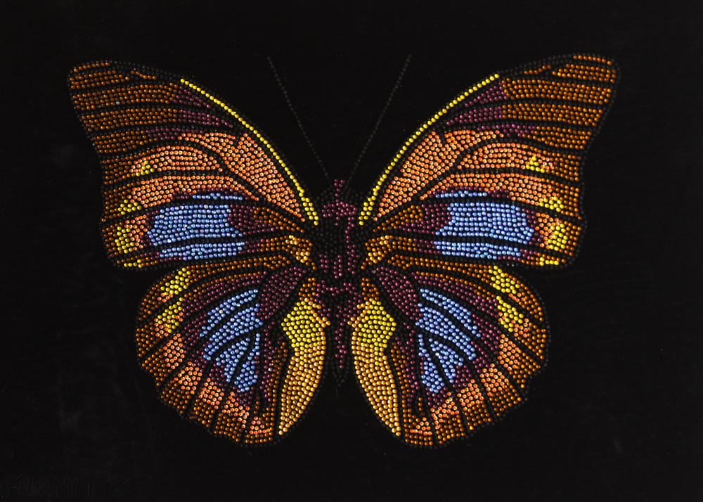 Термоаппликация из страз Бабочка 27,5*19см цветная, шт. Термоаппликации Рисунки из страз