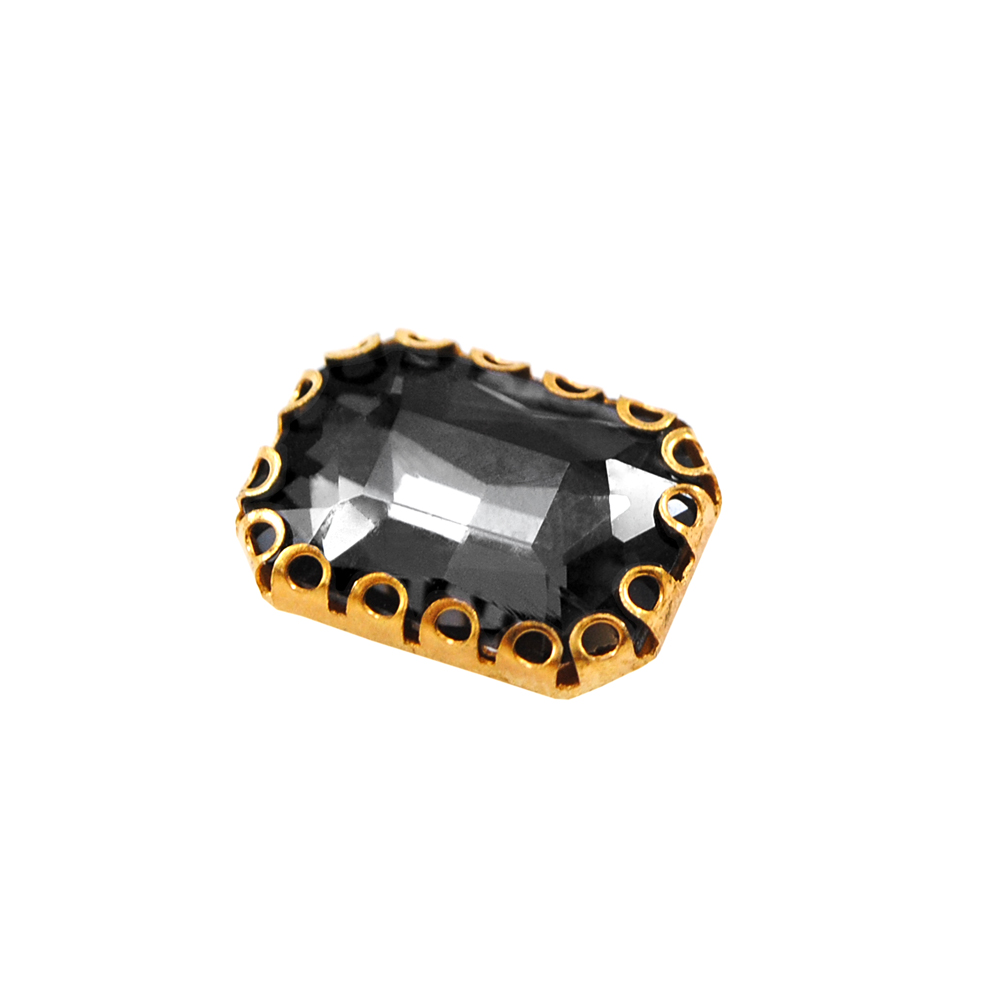 Стразы пришивные в металле, прямоугольник, оправа, 1*1,4см, black diamond, шт. Стразы пришивные в металле