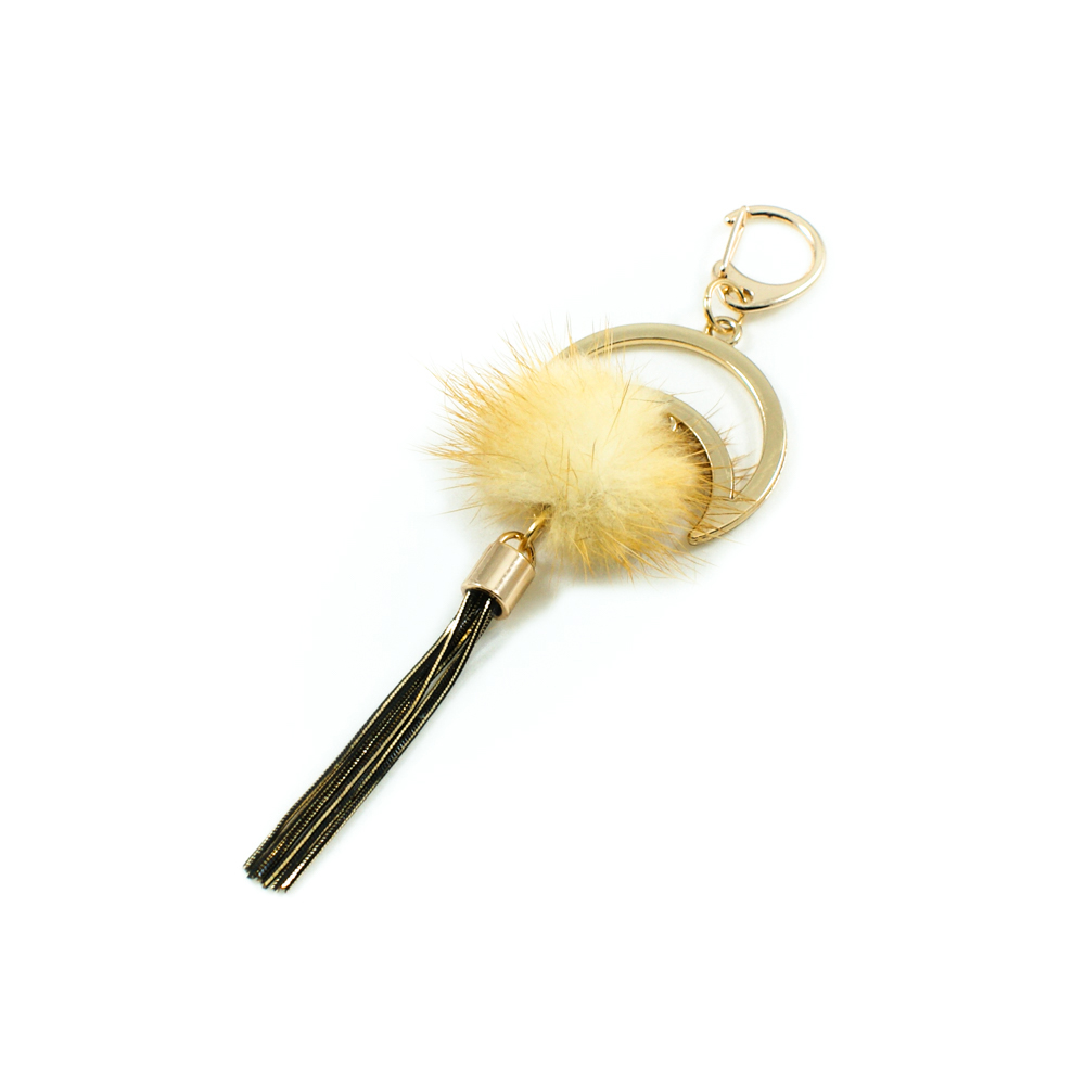 Подвеска металлическая с мехом Полумесяц 4,5*14 золото, рыжий мех, шт. Подвески