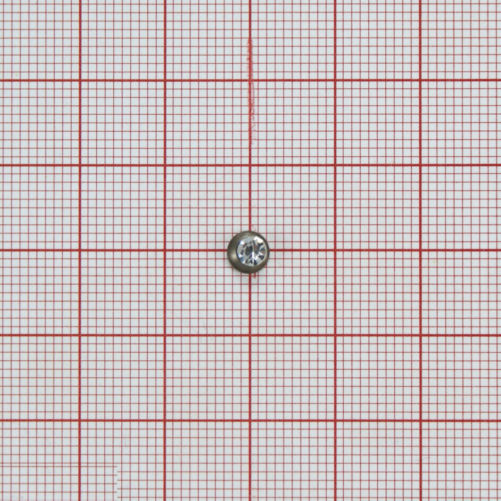 Украшение металл Камень 3,5мм NIKEL, белый /выпуклый над металлом/, 1т.шт. Декор Металл на ножке (для кожи, резины, ткани)