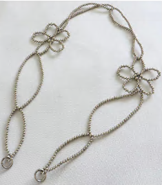 Украшение на карабинах Цветы из бусин, 110см, никель, шт. Перетяжка металл со стразами