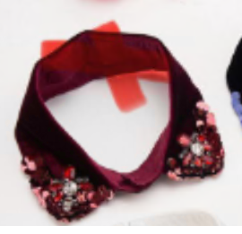 Воротник с декором из камней, черный, цветные камни, шт. Воротники