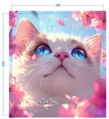 Аппликация композит, Кот и сакура, 18*20см, королевский атлас, сублимация, лазер, SS30 32601, шт. Аппликация композит