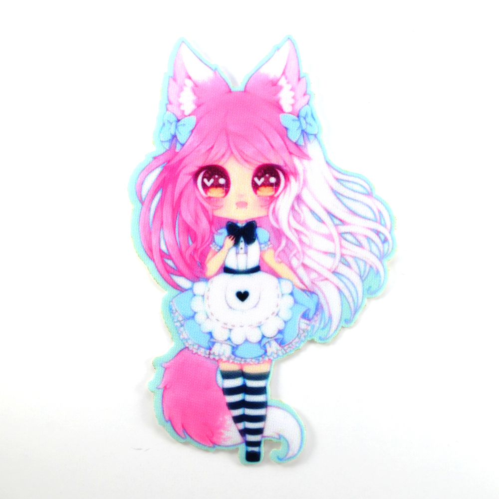 Аппликация клеевая Девочка - кошка 15*9,4см/дайвинг/шт. Аппликация клеевая