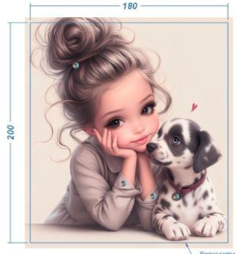 Аппликация композит, Девочка с собакой, 18*20см, королевский атлас, сублимация, лазер, SS20 32596, шт. Аппликация композит