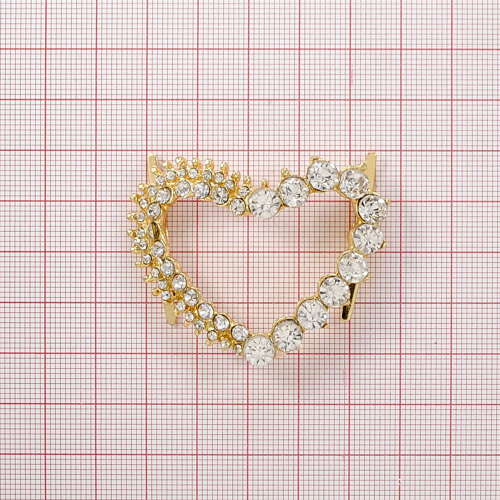 Краб металл Сердце рамка 10 и 14 GOLD, белые камни /52*40мм. Крабы Металл Геометрия Декор