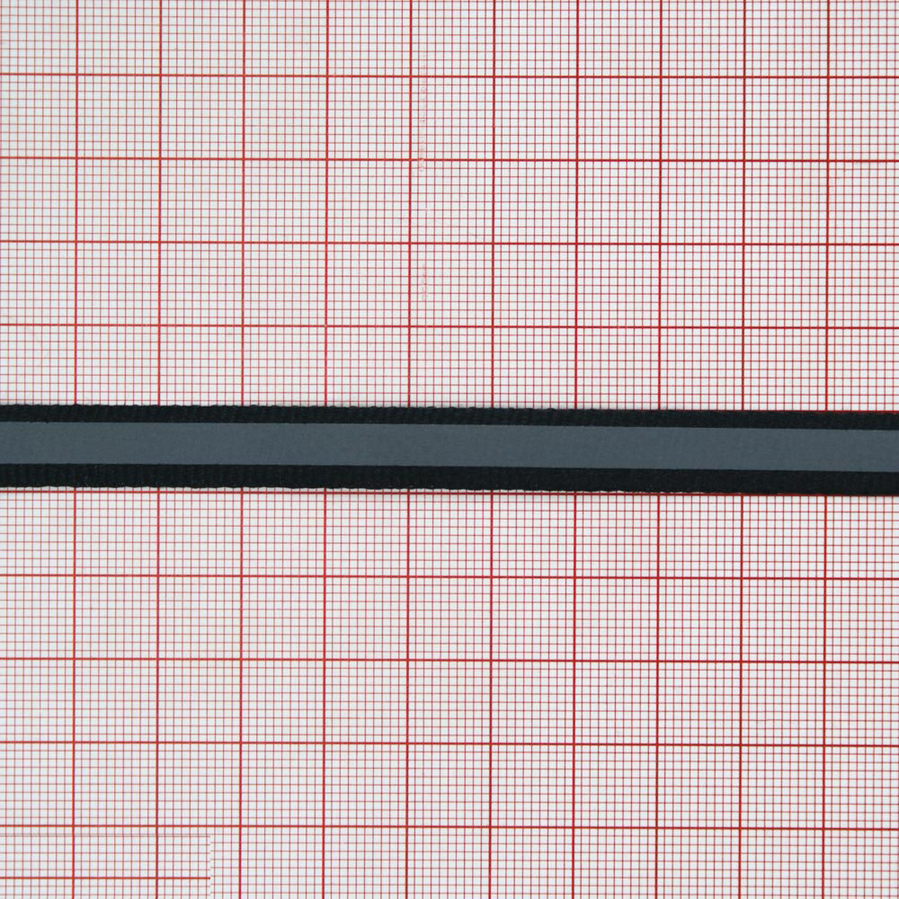 Тесьма светоотражающая на ткани 1см, черный, 50ярд. Тесьма