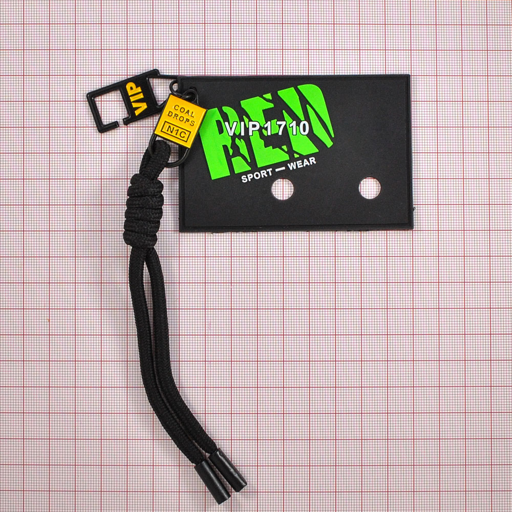 Подвеска резиновая со шнурком RED VIP, 6*9см, черный, белый, желтый, зеленый, шт. Подвески