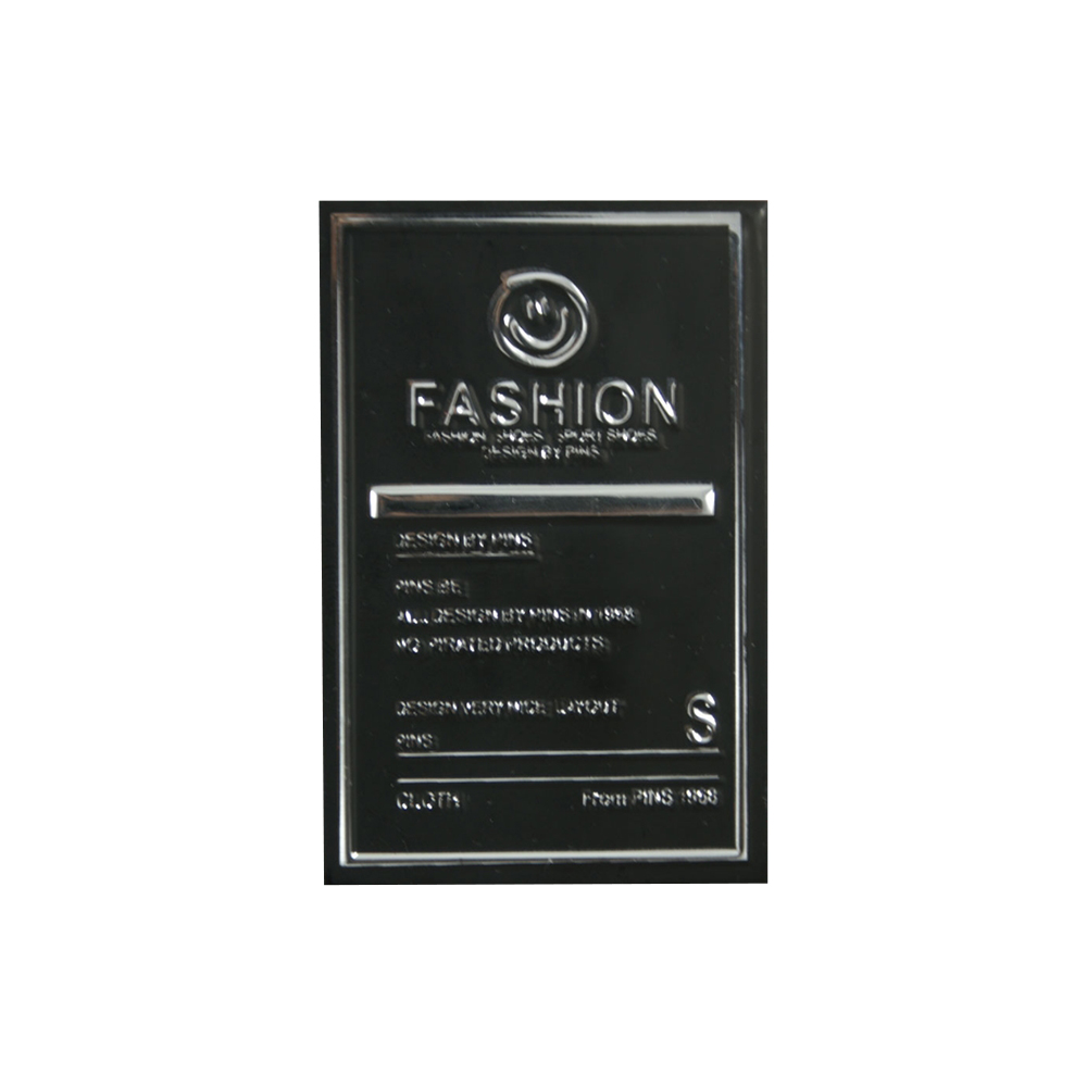 Лейба пластик Fashion смайлик 6*4см черный, серебро. Лейба Пластик