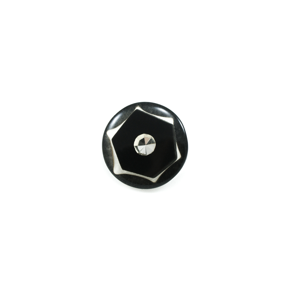 Пуговица №2807-40 черная / 1 крупный камень. Пуговица декоративная
