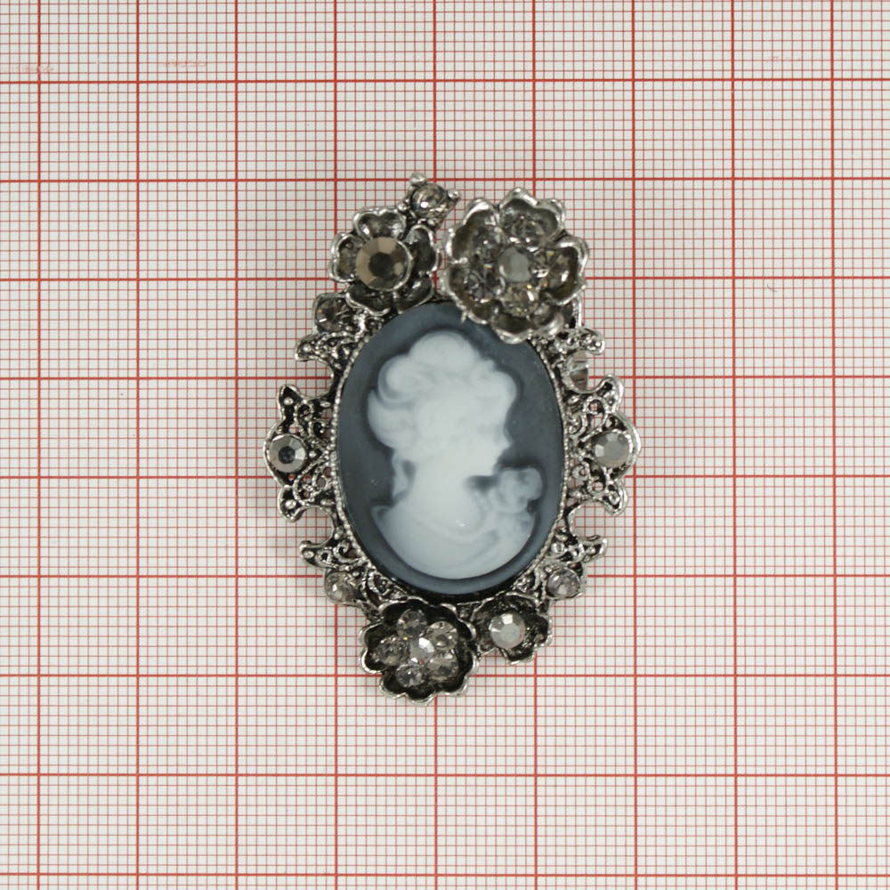 Брошь Елизавета old silver, серый, серые камни, шт . Броши