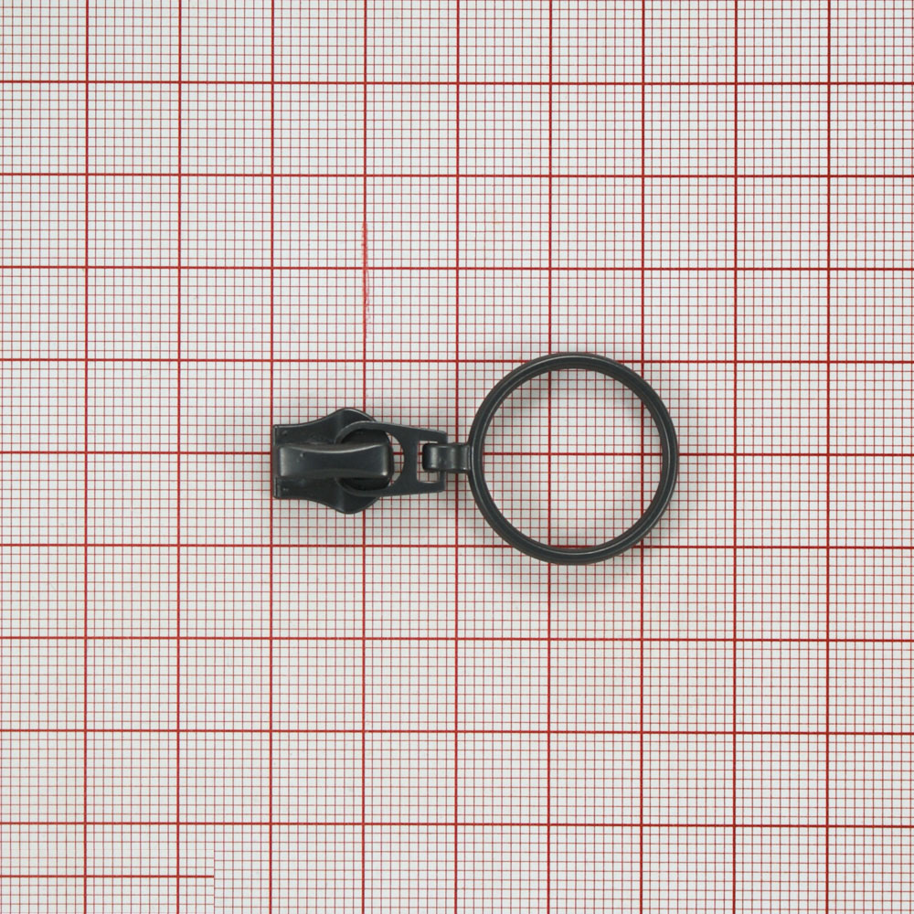 Бегунок металл №5 с подвеской 52*30мм, Кольцо, матовый блек никель, шт. Бегунок