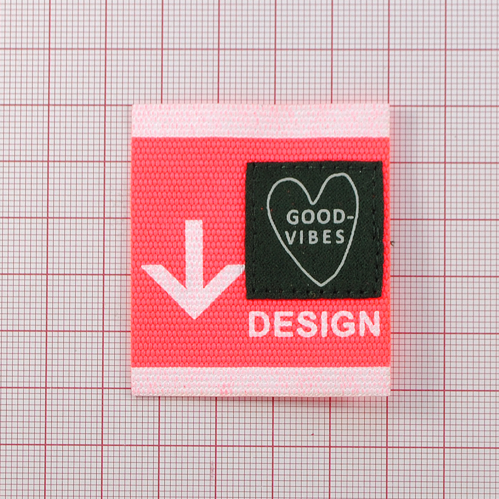 Лейба ткань GOOD VIBES DESIGN, 4.5*5см, розовый, белый, темно-зеленый, шт. Лейба Ткань