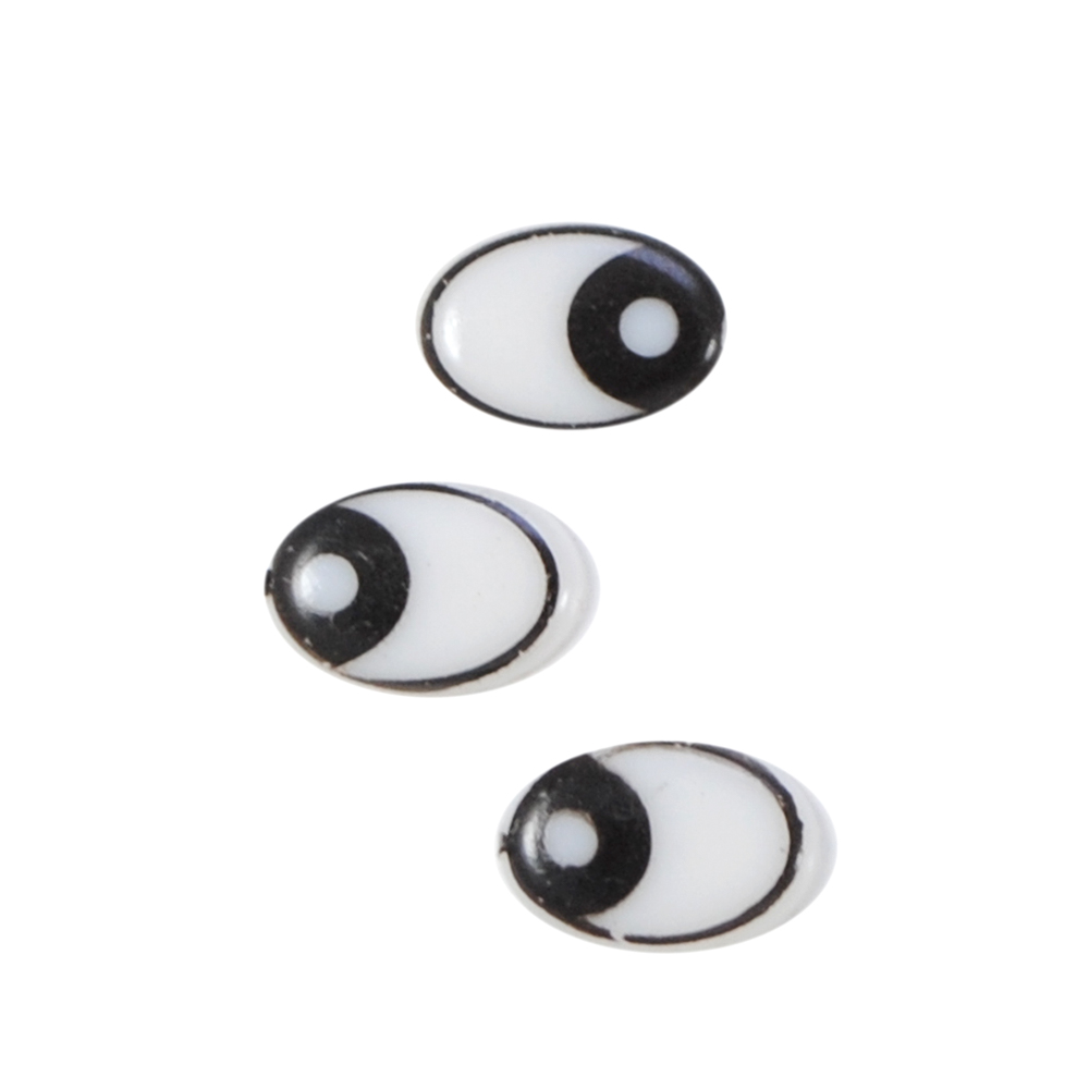 Глаз рисованый №9, овал 12*8мм, белый, черн. круглый зрачок, 1тыс.шт.. Глазики рисованные
