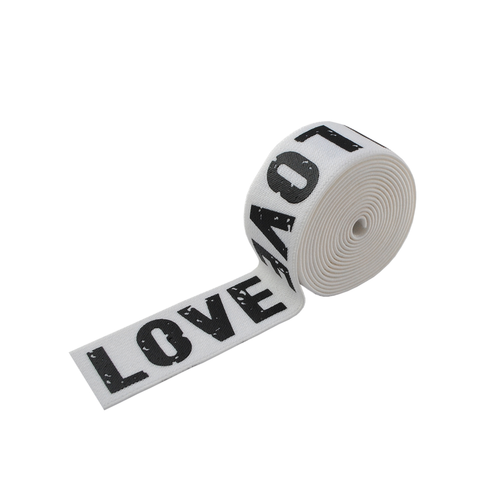 Резинка накатка LOVE черная 3см белая и черный лого, ярд. Резинка