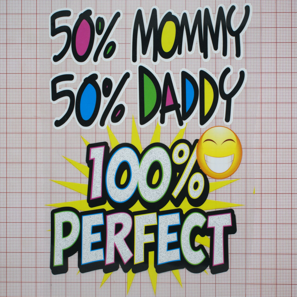 Термоаппликация 100% Perfect 19,5*14см.. Термопереводки Надписи