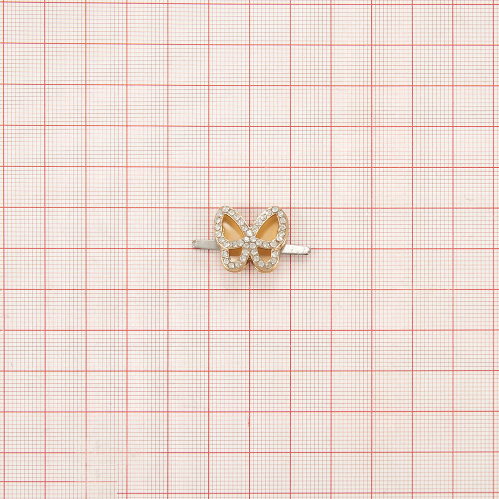 Краб металлSH-015 Бабочка краб GOLD, белые камни, эмаль. Крабы Металл Цветы, Жуки