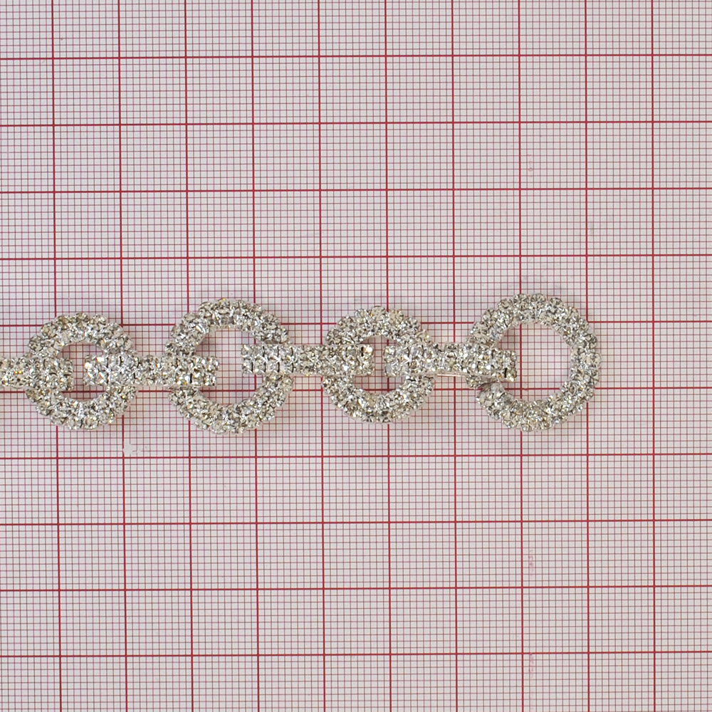 Тесьма стразы Цепь, 2см, белый, ярд. Тесьма из страз