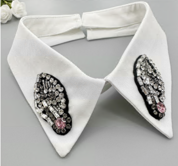 Воротник с аппликацией из камней, белый, черный, розовый, шт. Воротники