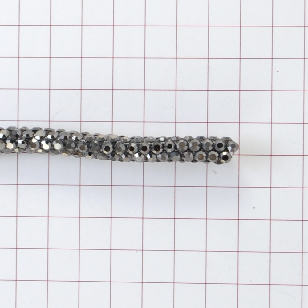 Шнур со стразами класс А, SS5, 0,4см, hematite, ярд. Тесьма из страз