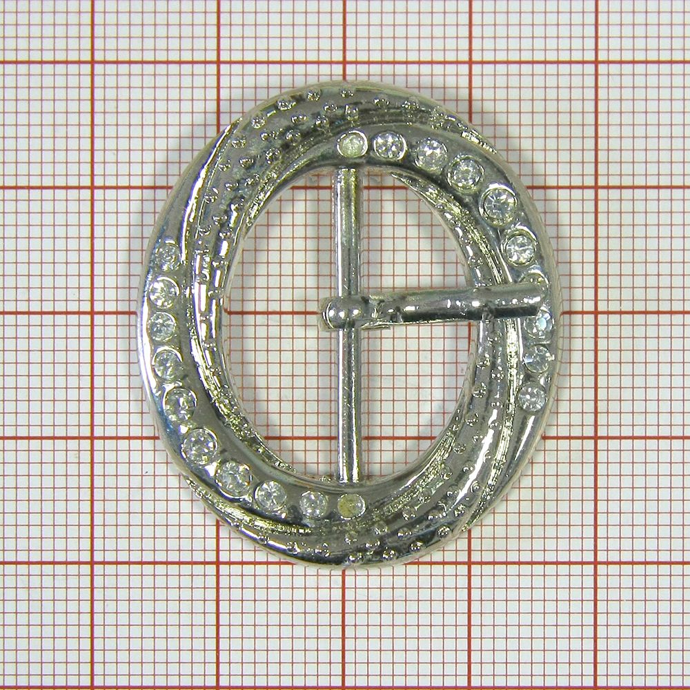 Пряжка металл 12160 NIKEL овал Волна камни 2,5см. Пряжка