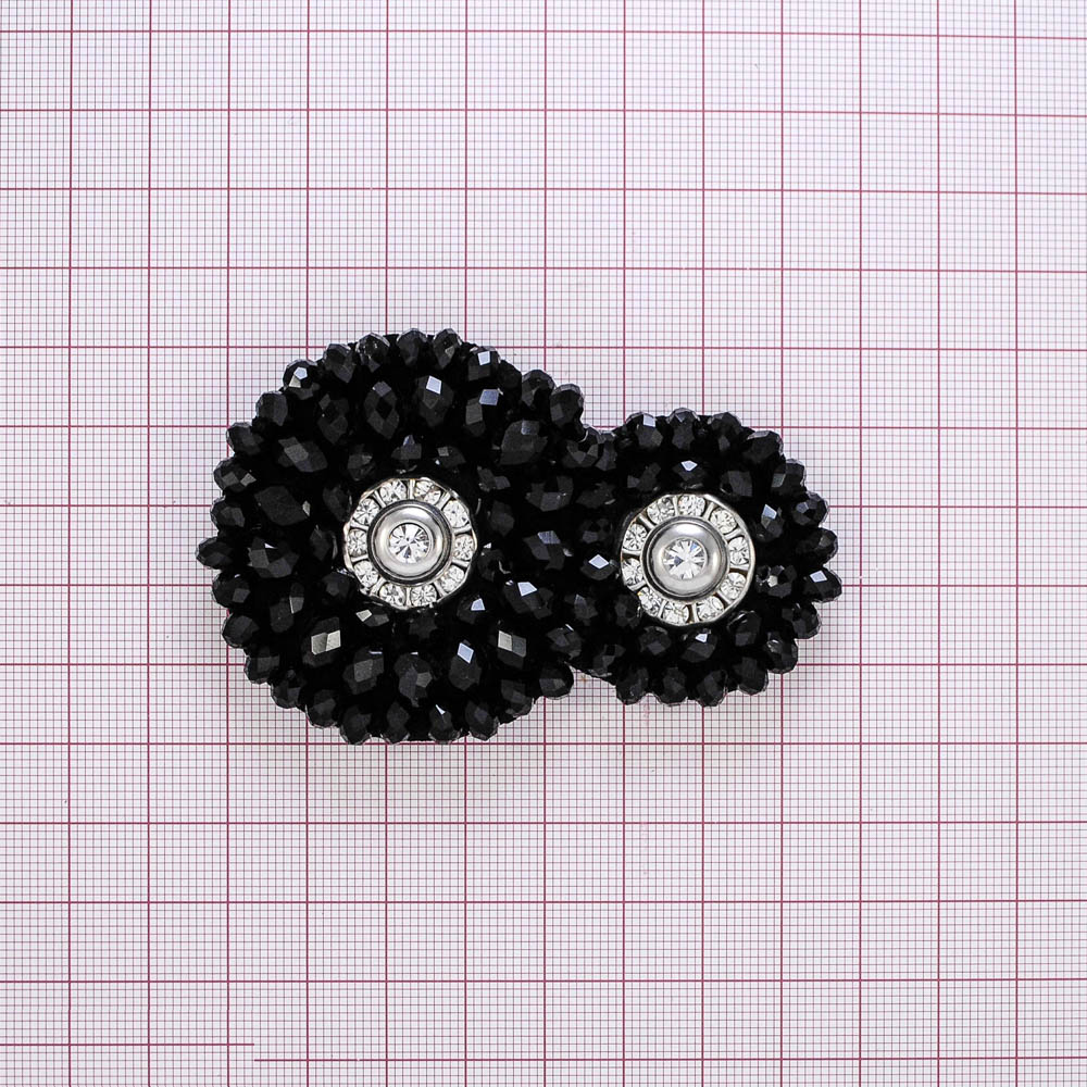 Аппликация декор черная 8-ка монеты, бусины. Аппликация Декор