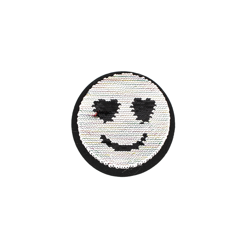 Аппликация клеевая пайетки двусторонняя Смайл 12*12см разноцветные пайетки, шт. Аппликации клеевые Пайетки