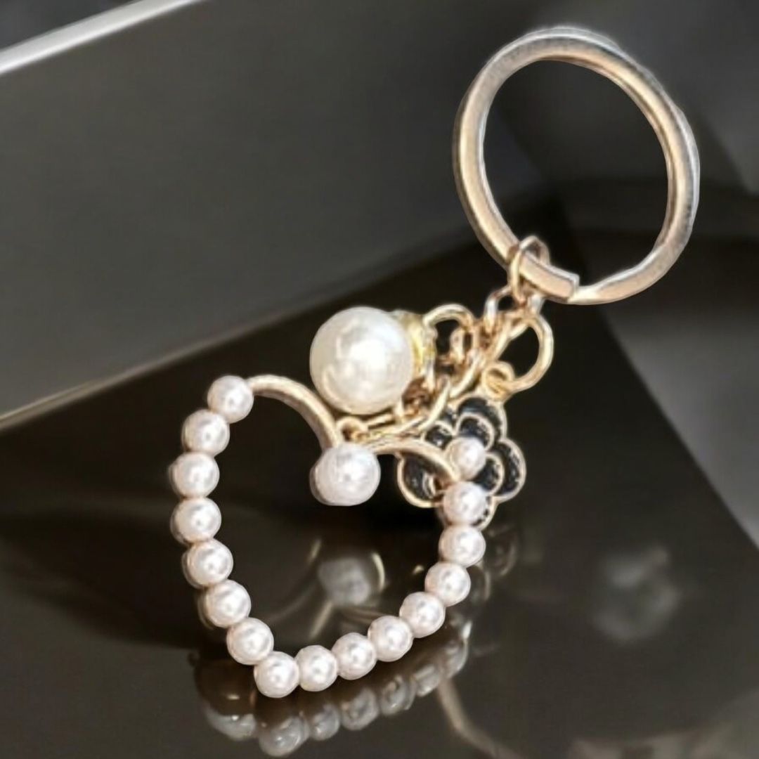 Брелок с сердцем (цветок, бусина), золото, бусины, шт. Подвески