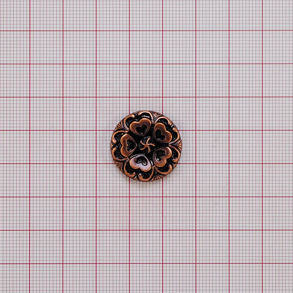 Пуговица TR-1074-34 Сердечки MEDN 21мм. Пуговица металлизированная