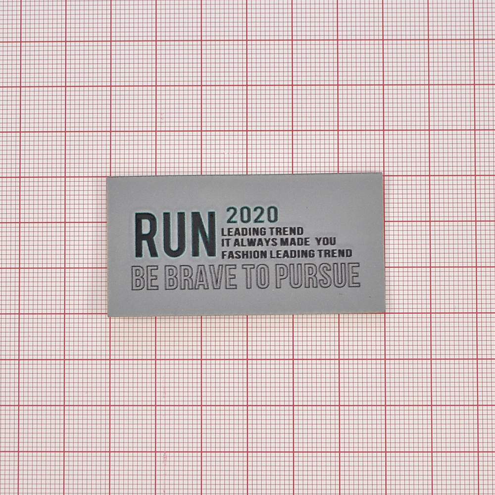 Лейба светоотражающая, RUN 2020, 3*6см, серый, черный, синий, шт. Лейба Кожзам