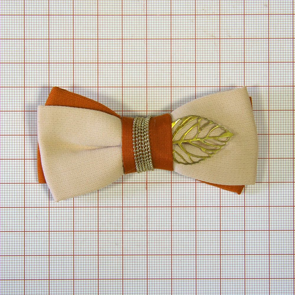 Аппликация декор обувная 43 БАНТ Двойная лента розово-красный, металл. ЛИСТ gold, шт. Аппликации Пришивные Цветы Банты