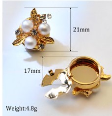 Клипса для пуговицы с жумчугом, золото, бусины, стразы. шт. Украшение для пуговицы