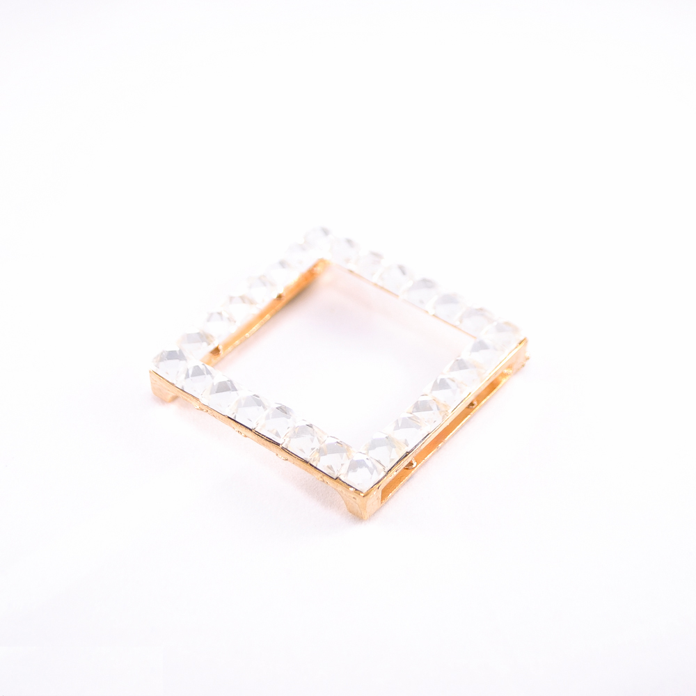 Украшение стекло перетяжка 5A-385 Хрусталь рамка GOLD, белые камни /47мм (38мм). Перетяжка металл со стразами