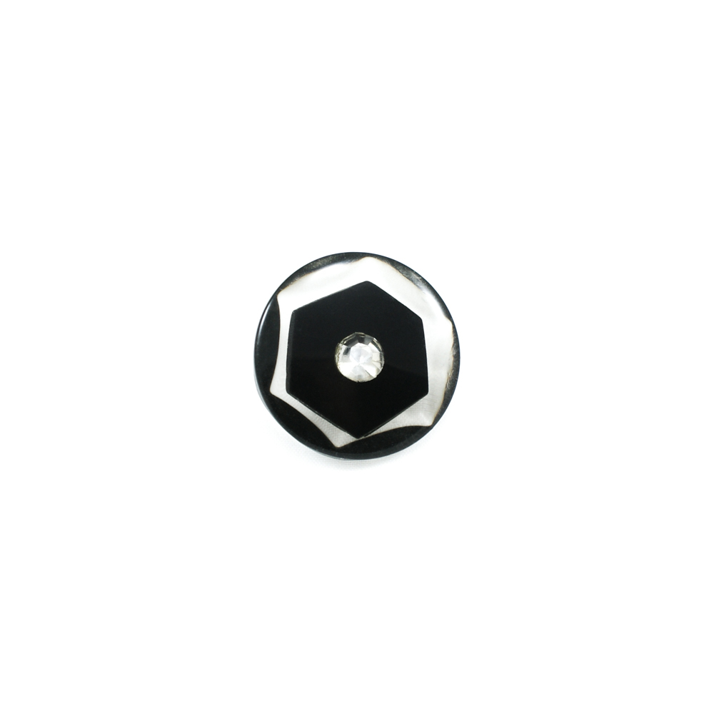 Пуговица №2807-44 черная / 1 крупный камень. Пуговица декоративная