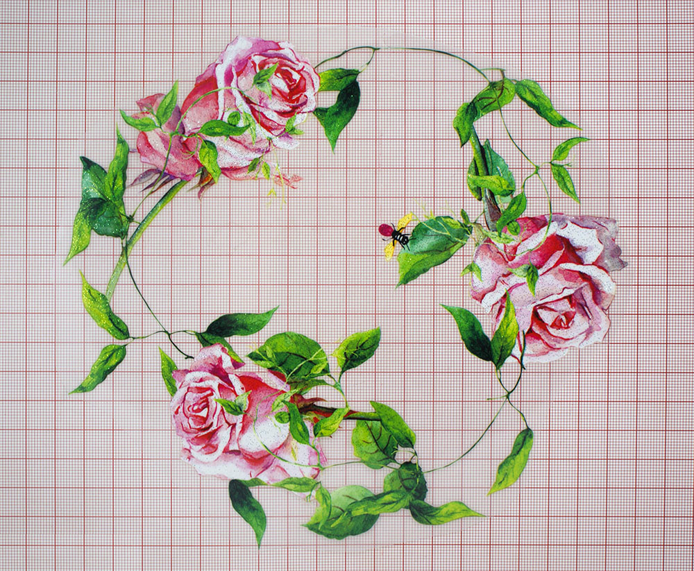 Термоаппликация Венок из роз 20*18,5см, шт. Термопереводки Цветы, Птицы