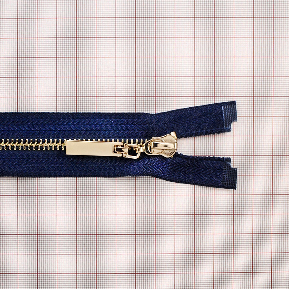 Змейка металлическая  №5 70см О/Е GOLD, синяя ткань, односторонняя, шт. Змейка Металл