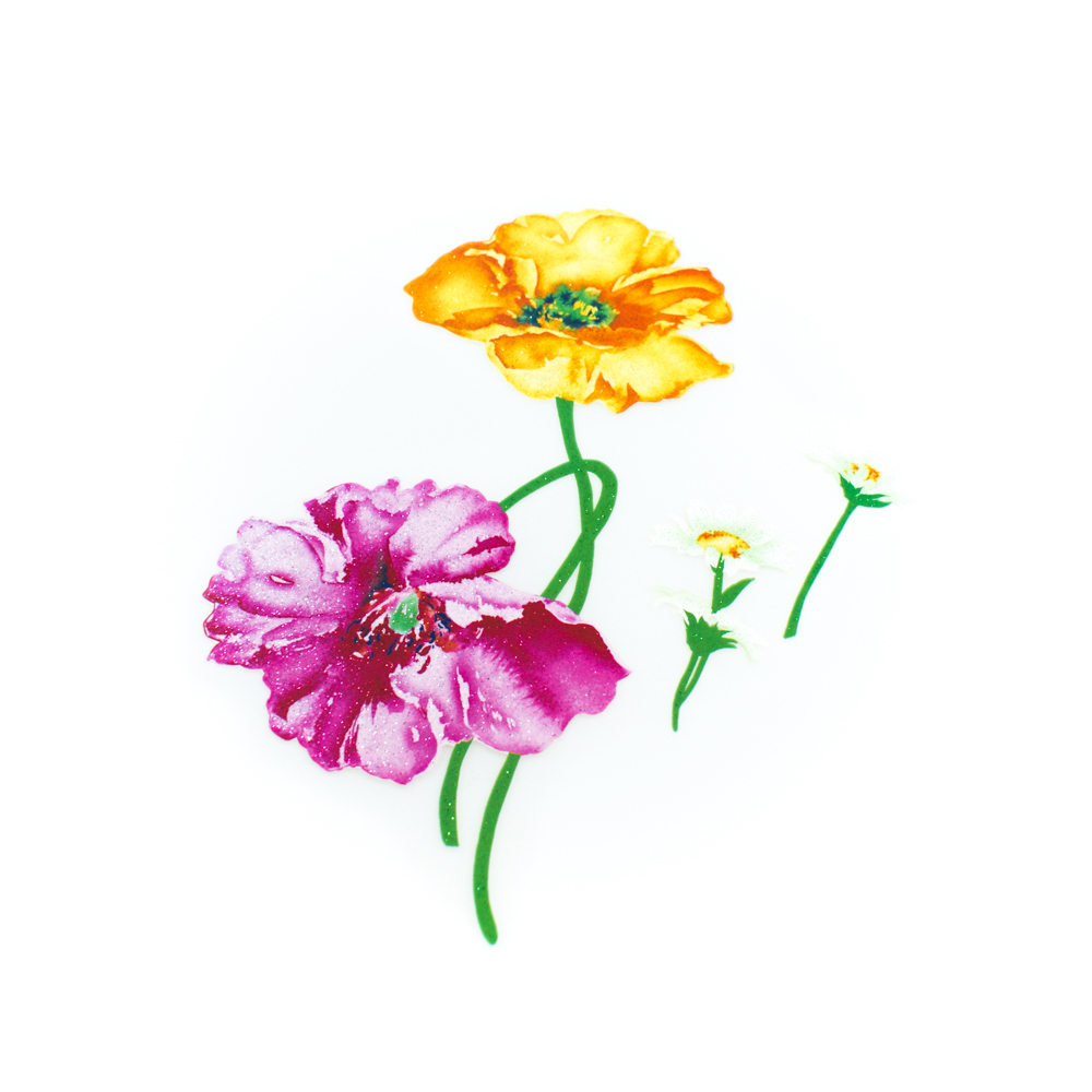 Термоаппликация Маки и ромашки 16,2*21см, шт. Термопереводки Цветы, Птицы