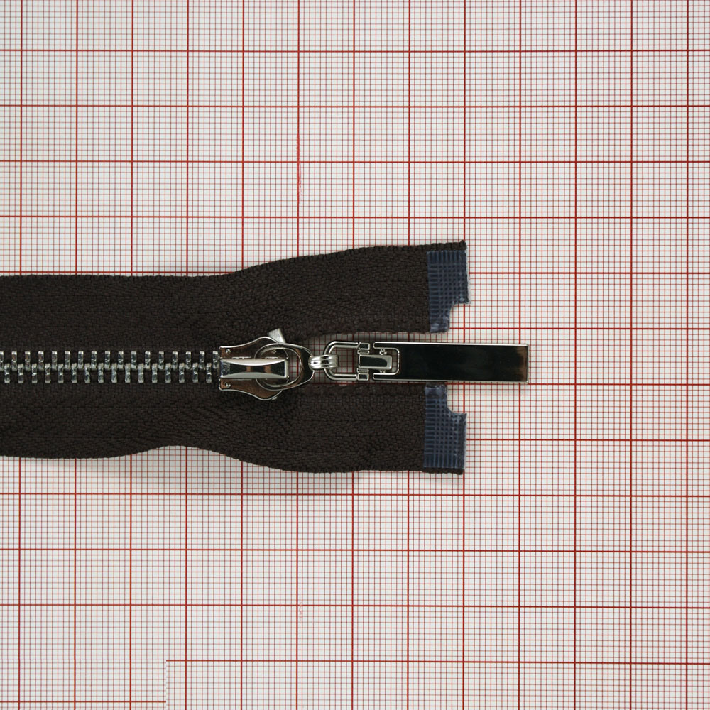 Змейка металлическая №5 85см, О/Е, Nickel и темно-коричневая ткань, шт. Змейка Металл