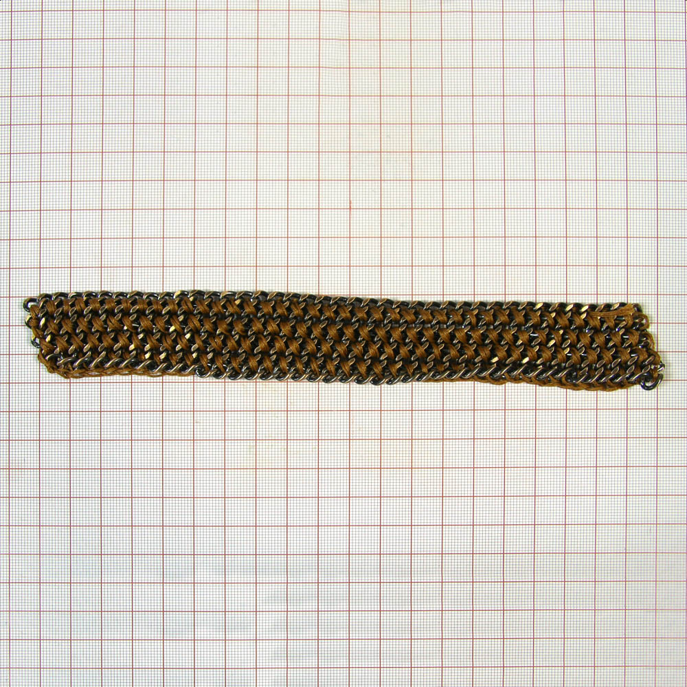 Декор металл пришивной цепь Сороконожка 30*210мм ANTIK, коричневая нить. Декор Металл Пришивной