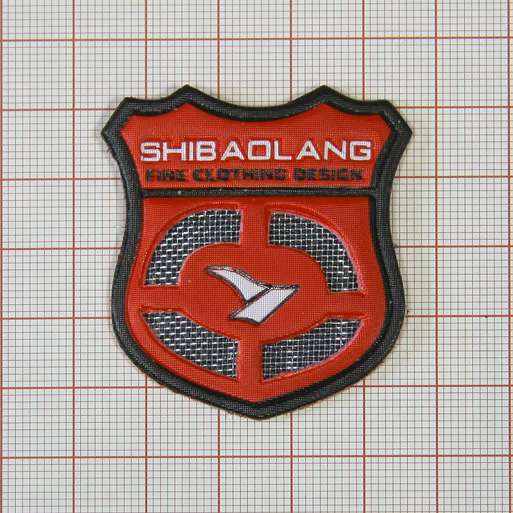 Нашивка тканевая резиновая накладка Shibaoland красная. Нашивка Ткань
