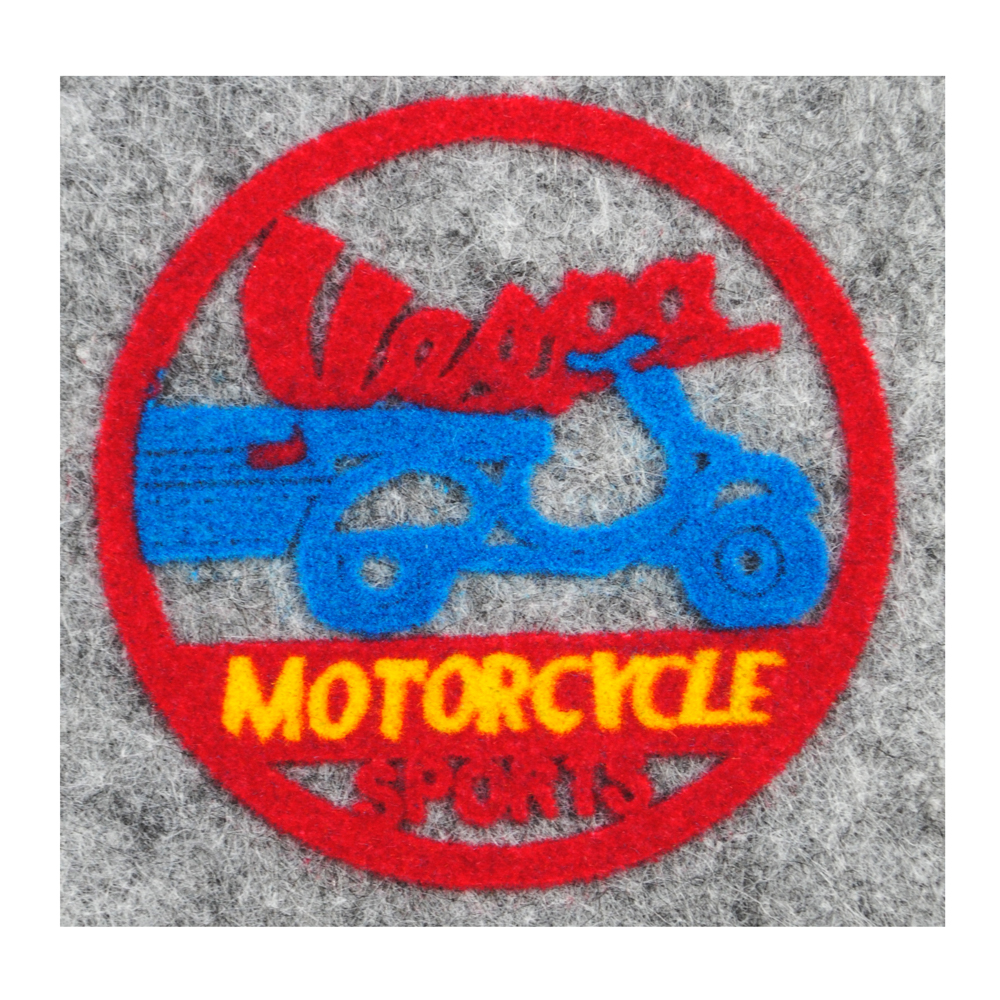 Термоаппликация флок MOTORCYCLE, 63*63мм, круглая, красный, синий, желтый, шт. Термопереводки Флок