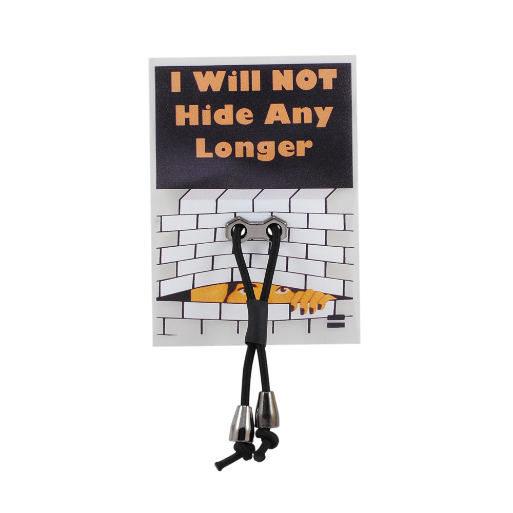 Лейба клеенка со шнурками I will not hide any long, 7*9.8см, черный, белый, оранжевый, прозрачный, никель, шт. Лейба Клеенка