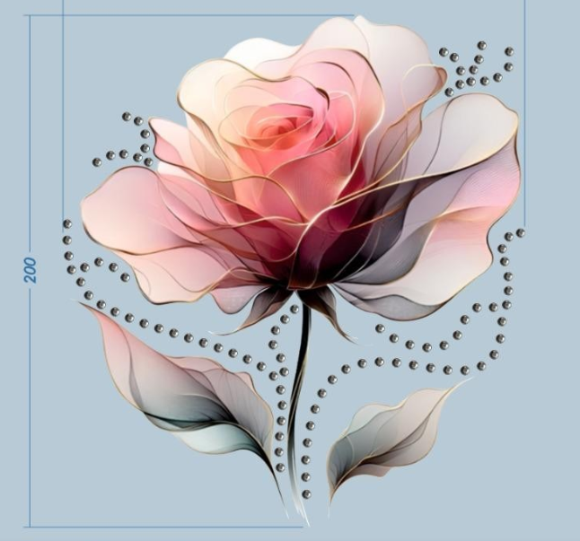 Аппликация композит, Роза, 18*20см, термотрансфер DTF, SS10 25677, шт. Аппликация композит