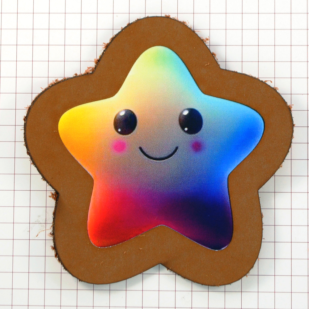 Аппликация композит, Звезда, 8,6*8,6см, нубук, лазер, DTF флуоресцент, шт. Аппликация композит